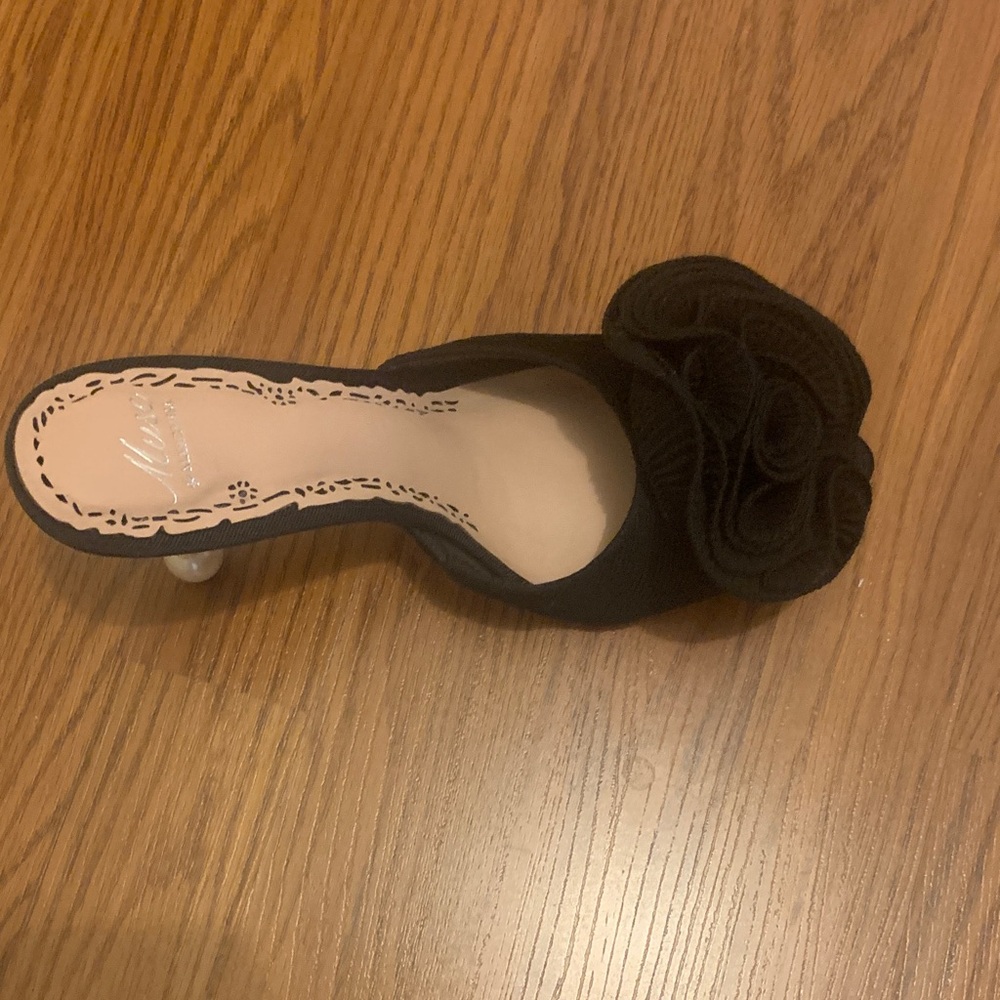 Marchesa Black Heels with Floral Detail